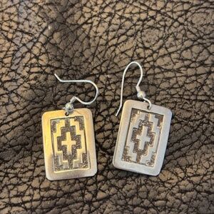 Navajo  vintage rug design  square earrings- Signed